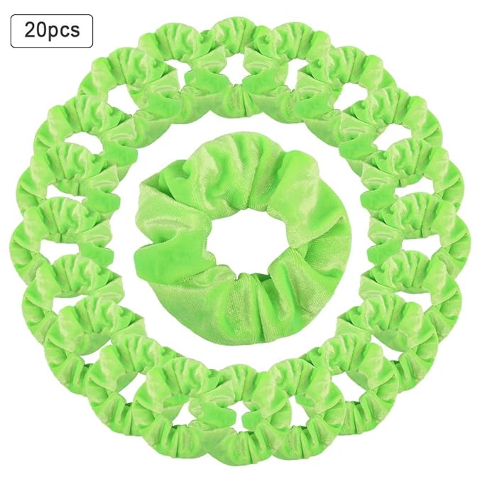 Didder 20 Pcs Hair Scrunchies Solid color Soft Scrunchies Hair Ties Green Velvet Scrunchy Elastics Bobbles Ropes Scrunchie Hair Bands for Women Girls