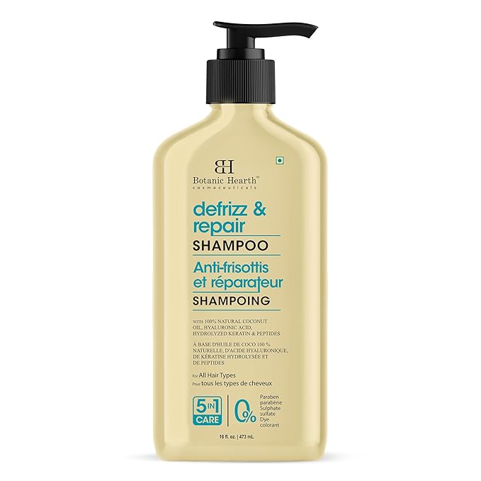 Botanic Hearth Coconut Oil Shampoo Infused With Hyaluronic Acid, Hydrolyzed Keratin & Peptides | Clarifying Shampoo To Defrizz, Repair & Strengthen Hair | For All Hair Types, 16 Fl Oz
