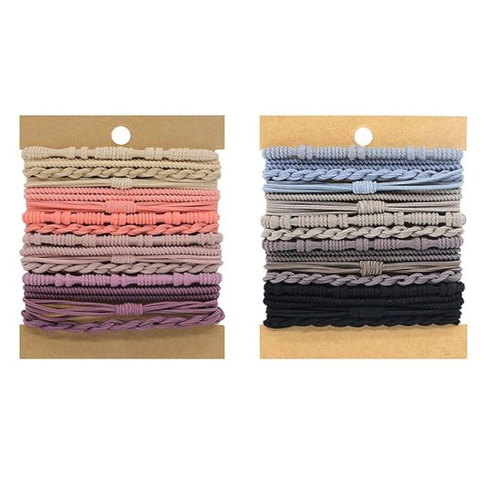 Multistyle Hair Ties Set: Gentle High Elasticity Ponytail Scrunchie Bracelet for Women (32-Bamboo Purple Set:32, One Size)