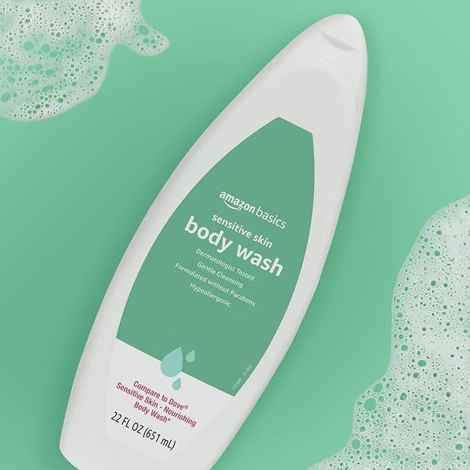Amazon Basics Body Wash for Sensitive Skin, Hypoallergenic, 22 fl oz (Pack of 2)