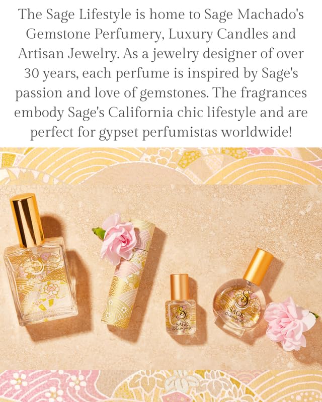 The Sage Lifestyle Diamond Mini Spray, Lily, Sandalwood, White Amber Oil, White Musk, Perfume for Women, Long Lasting Clean Skin Fragrance, Artisan, Parfum, 1/2 oz, Travel Size, Mini Perfume for Women