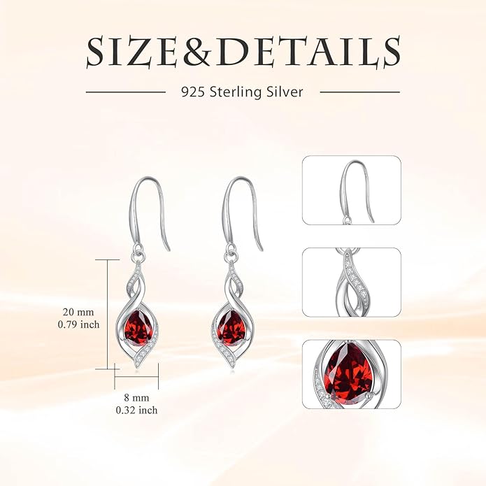 HPQQ Birthstone Earrings for Women 925 Sterling Silver Infinity Love Jewelry Valentines Day Birthday Gifts for Her Mom Wife Girlfriend