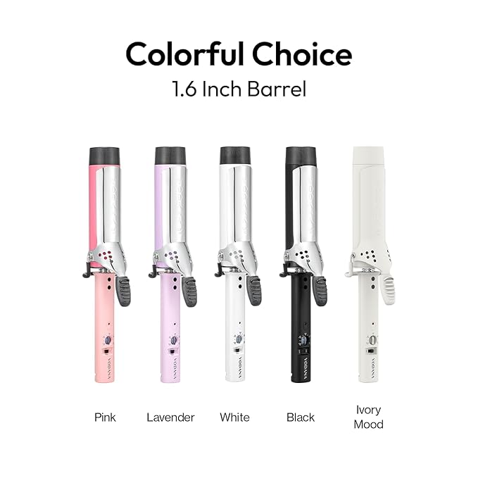 VODANA Professional GlamWave Ceramic Curling Iron, Long-Lasting Natural Curls, Instant Heat, Hair Curler, Curling Wand, Available in USA (1.25 inch, Black)