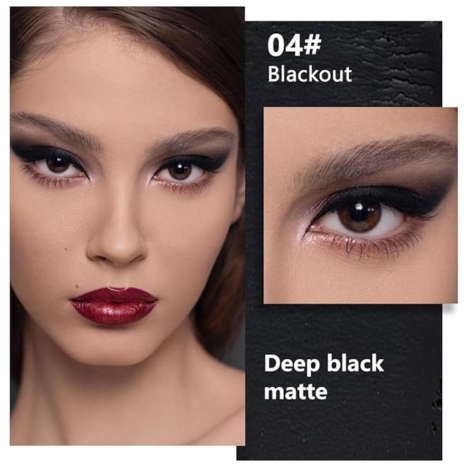 Matte Single Eye Shadow Palette Makeup, Deep Dark Black Monochrome Eyeshadow For Older Women, Mini Single Pressed Pigmented Waterproof Sombras Para Ojos, Vegan, Talc, Paraben&Cruelty Free
