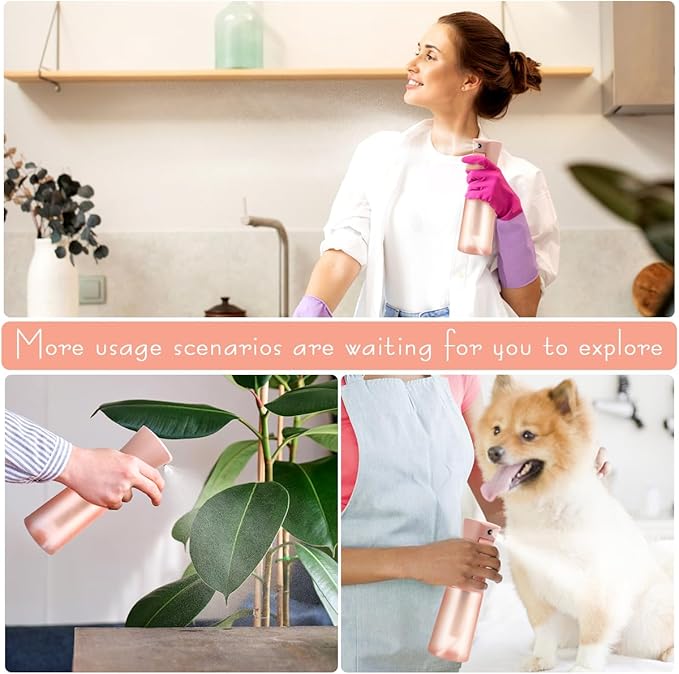 Apidgrowth Hair Spray Bottle, Fine Mist Refillable Spray Container,Ultra-Fine Continuous Spray Bottle for Skincare, Plant Care, Pet Grooming, Cleaning
