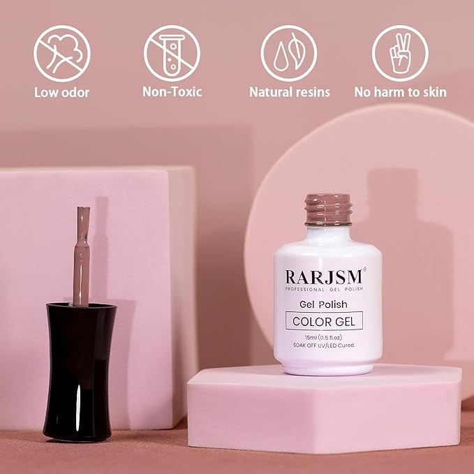 RARJSM Gel Nail Polish Opaque Rose Brown Skin Tone Milky Gel Nail Polish 15ml 1 Piece Neutral Color Soak Off UV LED Cured Nail GelPolish for Fall Winter Nail Art French Manicure Salon DIY Home