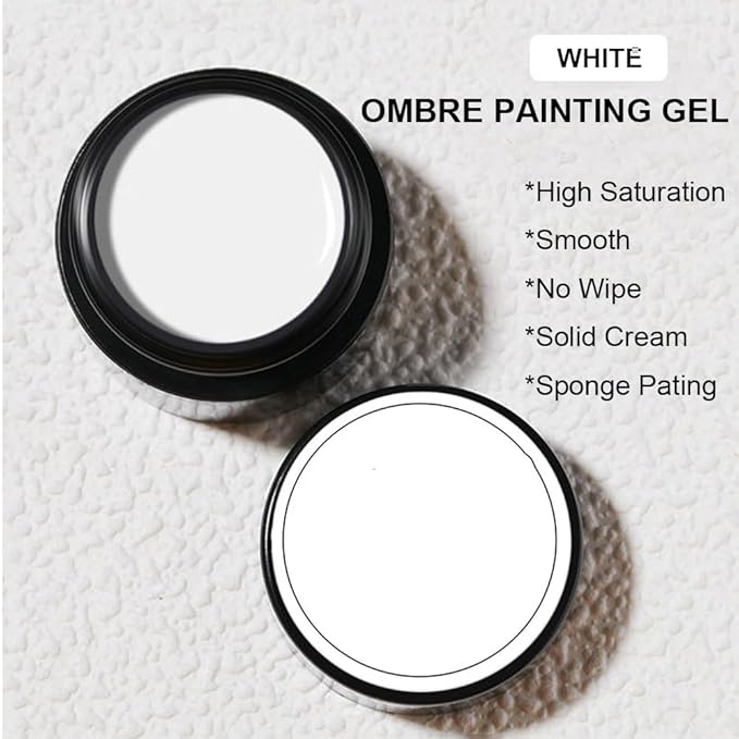 Karroy Sponge Pat Paint Nail Gel, Blending Colors Ombre Nails Gradient Gel Nail Blush Blooming Aura Nails Drawing Stripper Floral Painting Nail Art, No Wipe, UV/LED Curing 5ml 1PC (White)