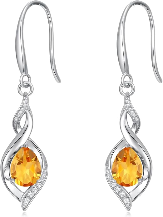 HPQQ Birthstone Earrings for Women 925 Sterling Silver Infinity Love Jewelry Valentines Day Birthday Gifts for Her Mom Wife Girlfriend