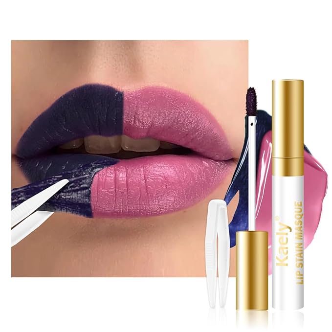 Kaely Toffee Rose Lip Stain Peel Off Masque, Long Lasting Waterproof Smudge Proof Lip Tint, Non-Transfer Semi Permanent Lipliner Tattoo with Tweezer, Matte Finish, Vegan & Cruelty-Free, 02