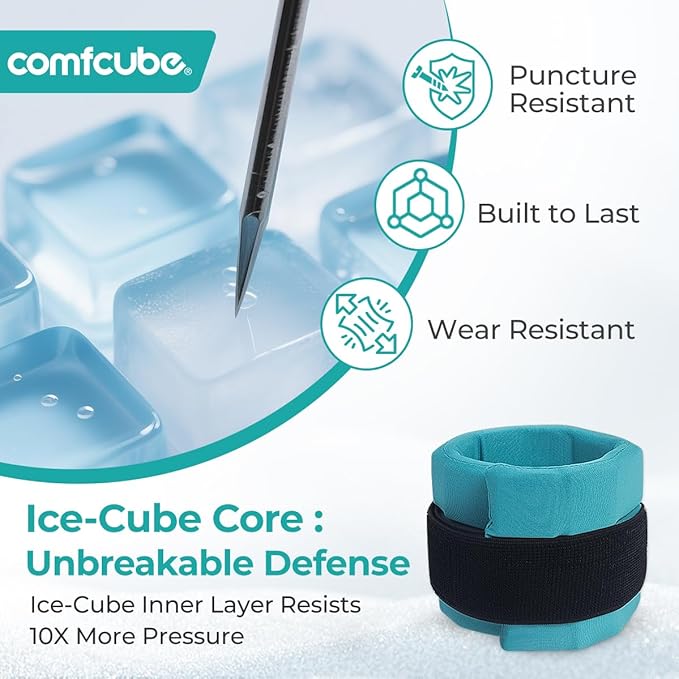 Comfcube Ice Pack for Injuries, Reusable 2 Hours Long Lasting Flexible Cold Ice Pack Wrap for Swelling, Bruises, Sprain, Joint and Muscle Pain Relief, for Ankle, Wrist, Elbow & More Green