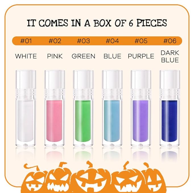 6 Pcs Colorful Matte Liquid Eyeshadow Eyeliner Set, White, Pink, Green, Blue, Purple, Dark Blue, Halloween Stage Clown Children's Makeup, Quick-Drying, Long-Lasting, Waterproof (6Pcs-Matte Colorful 1)
