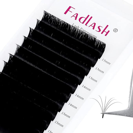 Eyelash Extension Easy Fan Volume Lashes 0.03-0.10mm C D DD L Curl 8-30mm Length Volume Lash Extensions Self Fanning Eyelash Extensions (0.07-C, 13-16mm Mix)