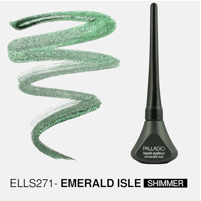 Palladio Liquid Eyeliner, Highly Pigmented and Waterproof Eyeliner, For Intense Eye Definition, Smear-proof Eyeliner Liquid, Includes Easy Grip Wand and Felt Tip Eyeliner Applicator, Emerald Isle