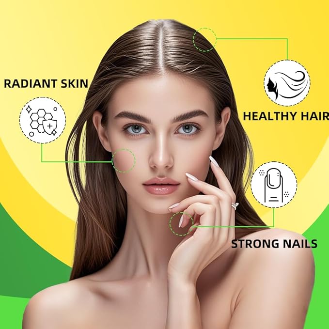 Fitfido Collagen Gummies with Multi-Collagen Peptides, Vitamin C, Zinc and Biotin - for Thick Hair, Strong Nails & Healthy Skin - Sugar Free & Vegan (Lemon Flavor, 60 Counts)