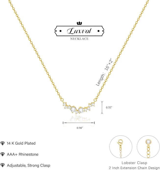 Luxval Diamond Pendant Gold Necklace for Women，Dainty 18k Gold Plated Choker Necklaces Simple Gold Jewelry Gifts for Women Girls