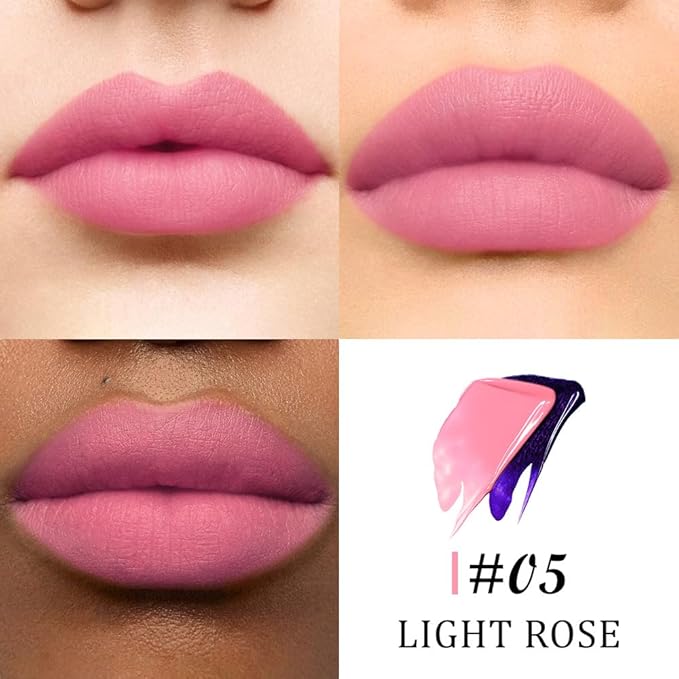 evpct Light Rose Peel Off Lip Stain Tints with Tweezer, Matte Lipstick Lip Stain Gloss Long Lasting Waterproof for Women, Non-stick Cup Lipstick Peel Off High Pigmented 24 Hrs Original Lips Stains, 05