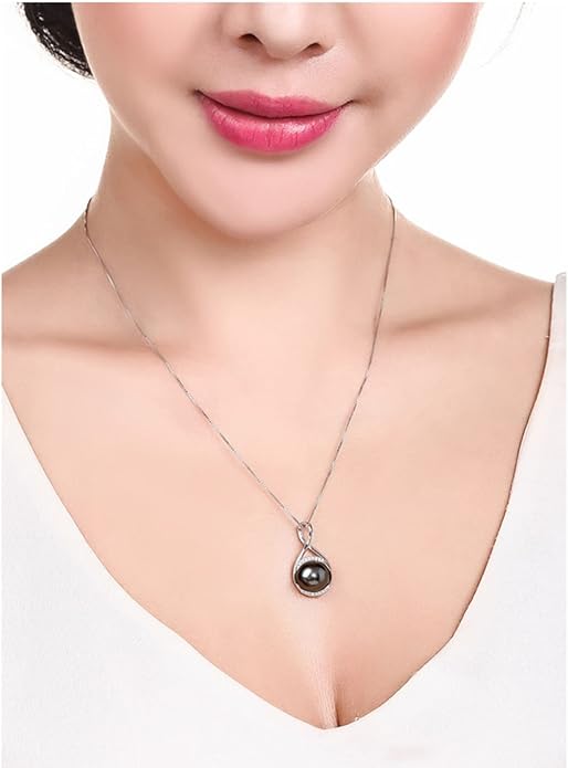 NONNYL Gifts for Women Mom-Wedding-Anniversary-Wife-Jewelry-Tahitian -Black-Pearl-Necklace for Women Birthday for Womens Her Girlfriend Valentines Day Mothers Day Christmas Gifts for Wife Mom