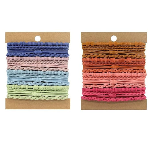 Multistyle Hair Ties Set: Gentle High Elasticity Ponytail Scrunchie Bracelet for Women (33-Bamboo Gray-Orange-Red Set:32, One Size)