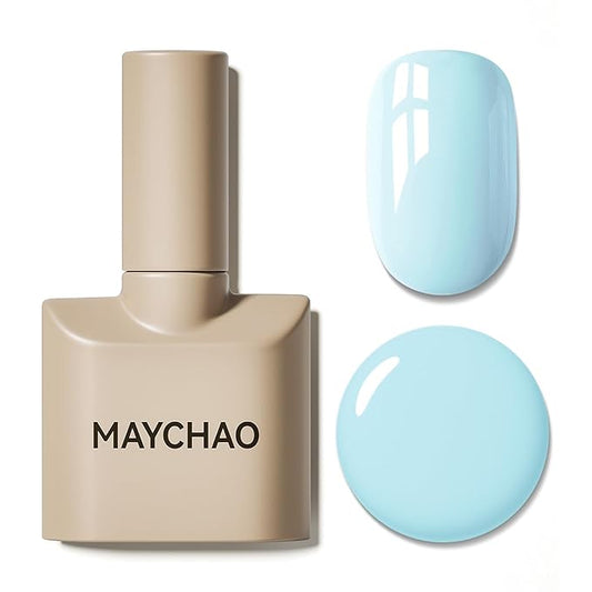 MAYCHAO 15ML Blue Gel Nail Polish 1Pc Sky Blue Gel Polish Soak Off UV LED Nail Polish Nail Art Starter Manicure Salon DIY at Home, 0.5 OZ