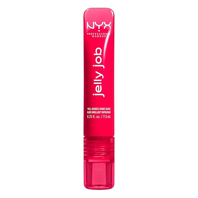 NYX PROFESSIONAL MAKEUP Jelly Job Lip Gloss, Lip Tint Gloss with Full-Bodied, Smoothing, and Hyper-Glossy Shine - Cherry Jelly (Red)