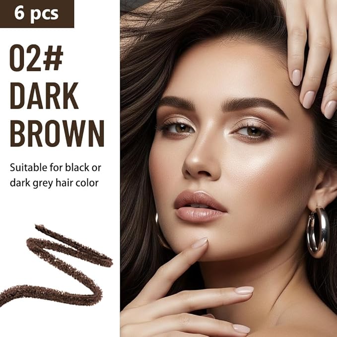 Eyebrow Pencils for Women with Sharpener, 6Pcs Hard-Core Wooden Eye Brow Eye Liner Pencils for Beginner Makeup, Waterproof & Sweat-Proof (6Pcs-Dark Brown)