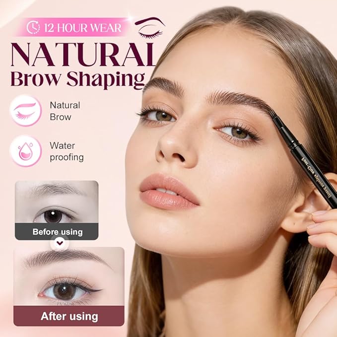 Eyebrow Dye for Men, Waterproof Magic Eyebrow Pencil, Beard Pencil Filler for Men, Waterproof Sweat Proof Long Lasting Eyebrow Makeup for Full, Defined Eyebrows (Brown+Black)