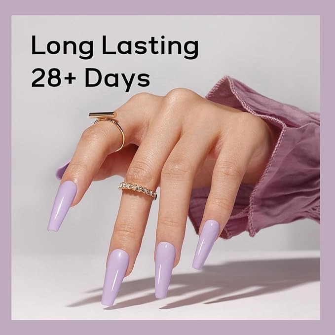 JODSONE Gel Nail Polish 10ml Lavender Purple Soak Off LED Gel Polish Lilac Purple Nail Color Salon Quality Low Odor Need U V Lamp Curing