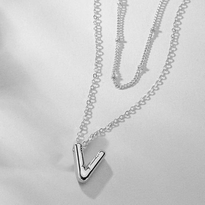 PANSHI Gold Initial Necklaces Gifts for Teen Girls Women Girlfriend Teen Girl Gifts Trendy Stuff Layered Bubble Letter Necklace Gold Jewelry Birthday Gift