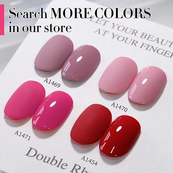 Double Rhythm Gel Polish 15ML Jelly Sheer Pastel Light Milky Color Pearl White Bottle 1 PC 0.5 OZ Full Size Nail Art Salon at Home (Pink Purple-D1471)
