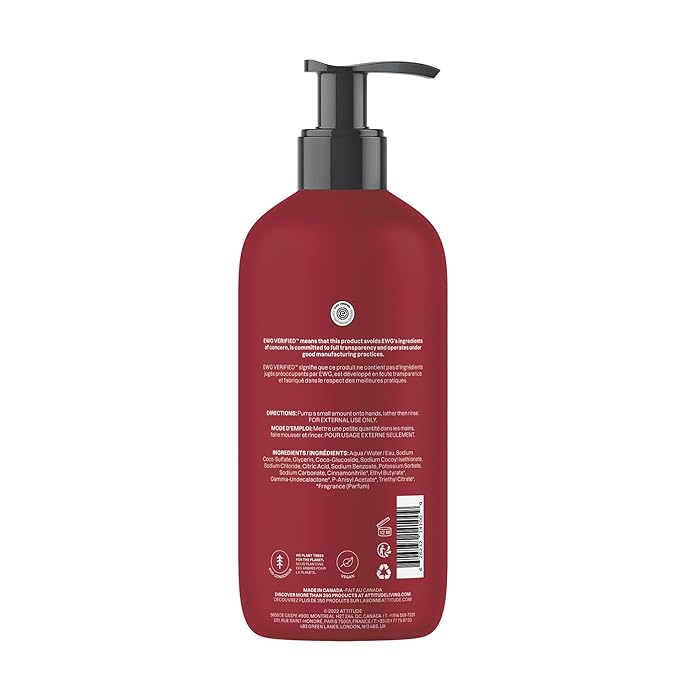 ATTITUDE Limited Edition Liquid Hand Soap, EWG Verified, Plant and Mineral-Based, Vegan Personal Care Products, Apple & Spices, 16 Fl Oz (Pack of 3)