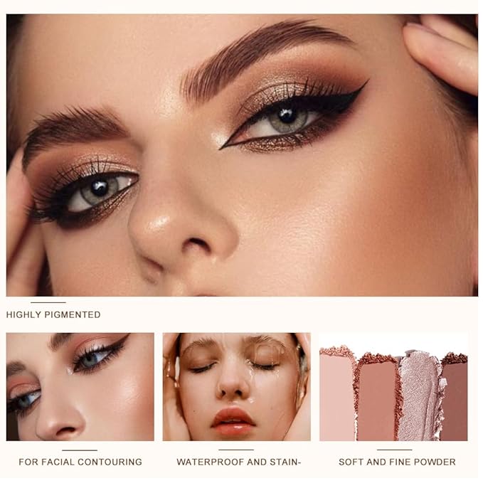 Eyeshadow Palette Multi-Finish , Matte Shimmer Metallic Eye Brightening Palette with Silky Smooth Powder, Fine Shimmer Duochrome Sparkle, Long-Lasting Blendable Shadows for Aegyo-Sal Highlight-5#
