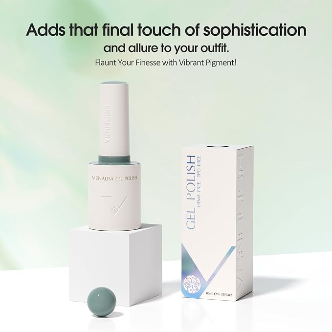 VENALISA Sage Green Gel Nail Polish, 1 Pcs Light Mint Green Gel Polish Color High Gloss Soak Off U V Nail Manicure Salon and DIY at Home Gifts for Women