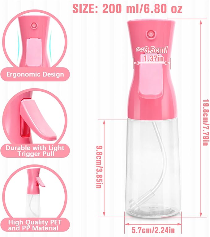 Fun Gift Spray Bottle For Hair,Continuous Water Mister for Hairstyling, Salons, Cleaning, Plants,Essential Oil Scents,Ultra Fine Mist Sprayer,6.8 OZ /200 ML-pink(Christmas Gifts)