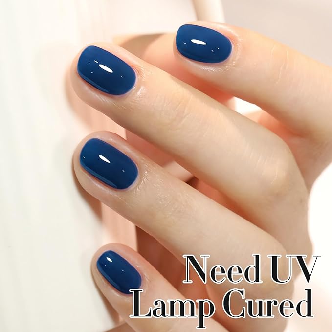 Double Rhythm 0.50 OZ Gel Polish Hema Free Same Color Same Bottle Golden Round Translucent Neutral Natural Milky 15 ML Jelly UV Polish Art DIY at Home (Navy Blue-C1107)