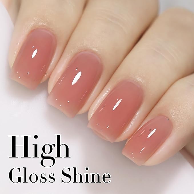 Double Rhythm Gel Polish 15ML Jelly Sheer Pastel Light Milky Color Pearl White Bottle 1 PC 0.5 OZ Full Size Nail Art Salon at Home (Milky Pink Nude-D1321)