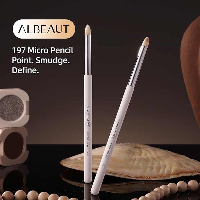 Small Eyeshadow Brush, Soft Firm Pencil Brush with Precise Point, Delicate Areas Eye Shadow Applicator for Inner Eye & Different Eye Shape (197 Micro Pencil)