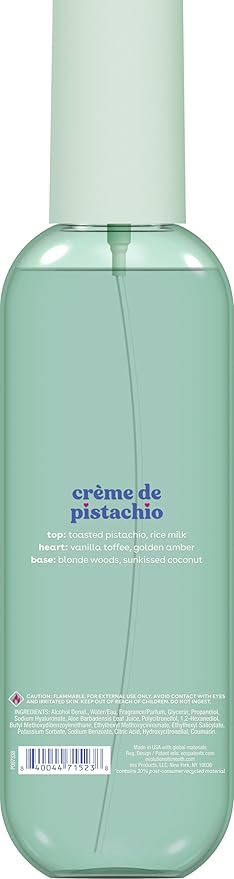 eos Cashmere Body Mist, Crème de Pistachio, Body Spray for Women, Pistachio Perfume, Hair Mist, Moisturizing, Hyaluronic Acid, Glycerin, Vegan, Cruelty-free, 6 fl oz