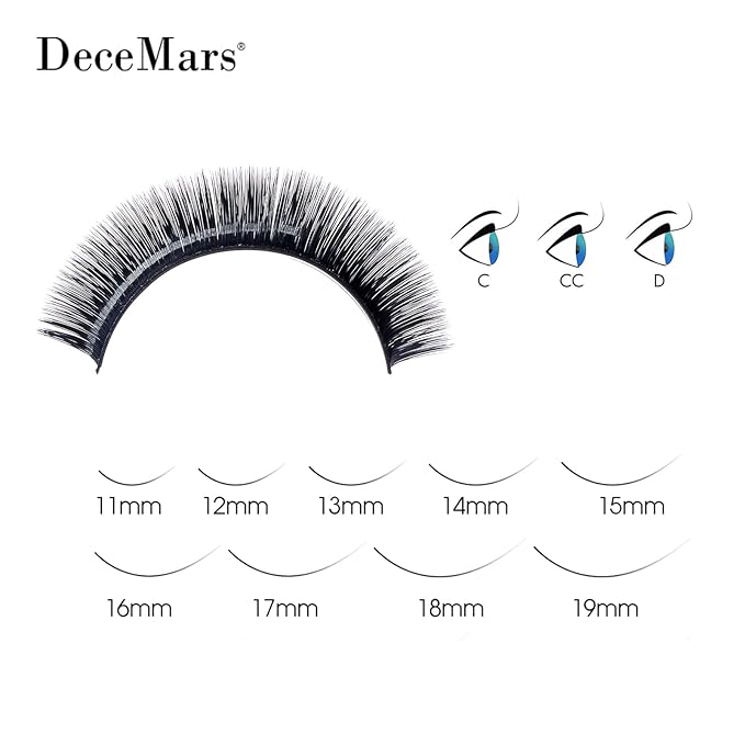 DeceMars Automatic Rapid Blooming Eyelash Extensions Self Fanning Easy Fans 1 Second Flowering Fake Lashes 2D~10D Russian Volume Eyelashes Matte Black-0.03mm-B-18mm