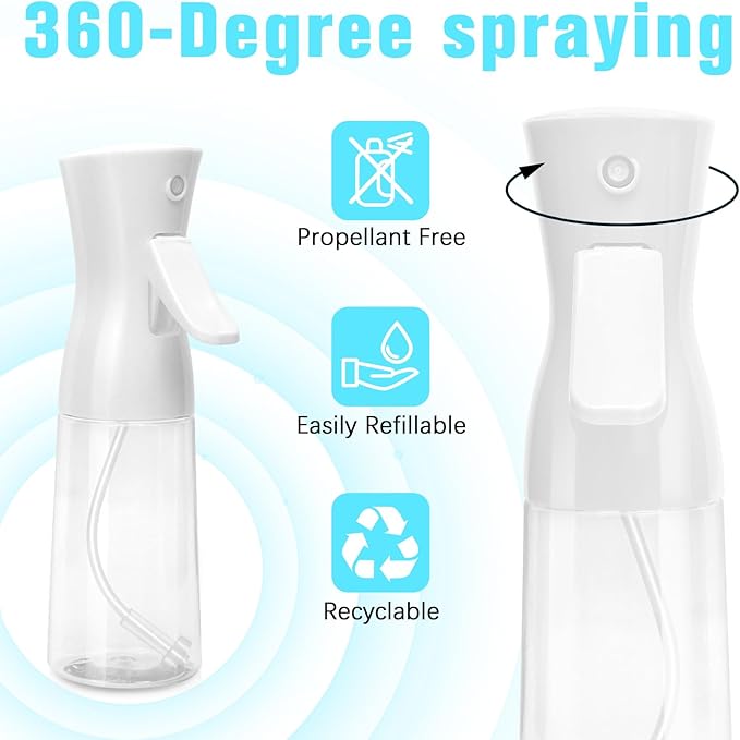 Fun Gift Spray Bottle For Hair,Continuous Water Mister for Hairstyling, Salons, Cleaning, Plants,Essential Oil Scents,Ultra Fine Mist Sprayer,6.8 OZ /200 ML-White(Christmas Gifts)