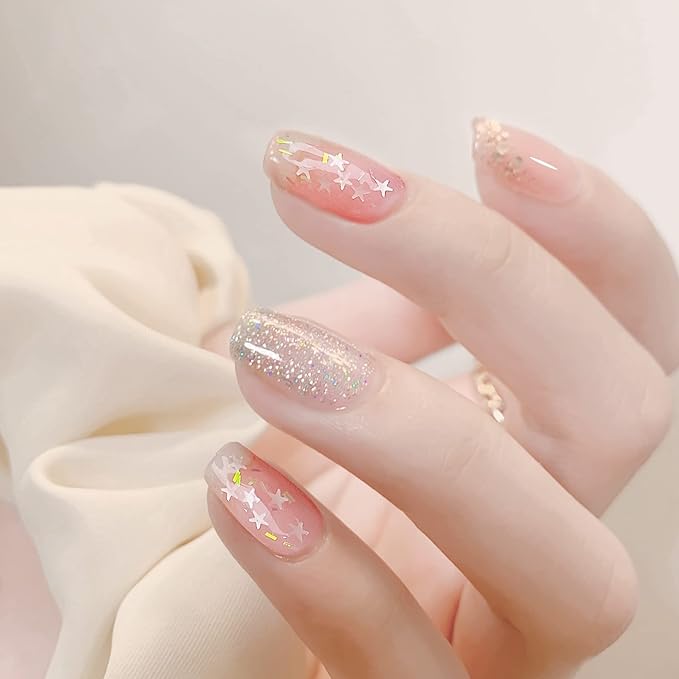 MAYCHAO Jelly Gel Nail Polish -15ML Sheer Pink Jelly Gel Polish Soak Off UV LED Nude Star Pink Nail Polish for DIY Manicure Home Salon Nail Art