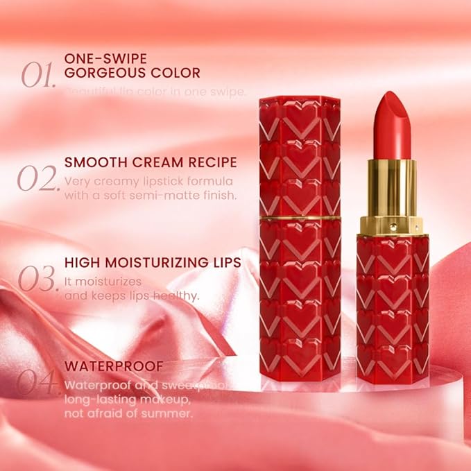 evpct 1Pcs Ruby Orange Red Lipstick, Silky Velvet Matte Lipstick Pack Sets for Women, Long Lasting Smudge Proof Lipstick Lip Stain Makeup Kit matte lipstick 24 hours original R02