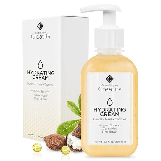 Cosmétiques Créatifs Moisturizing Hand Cream for Dry, Cracked Hands, Nails and Cuticles - 8.5 fl. oz. - Anti-Aging Skin Moisturizer with Vitamin E, Shea Butter, and Ceramides