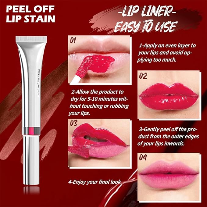evpct Pinky Lip Stains Peel off, Peel off Lip Liner Tattoo Lip Stain Tint Marker Makeup, Long Lasting Waterproof 24 Hours Matte Finish Transfer-proof Pigmented Color Stay Lipsticks, 110 Dusty Rose