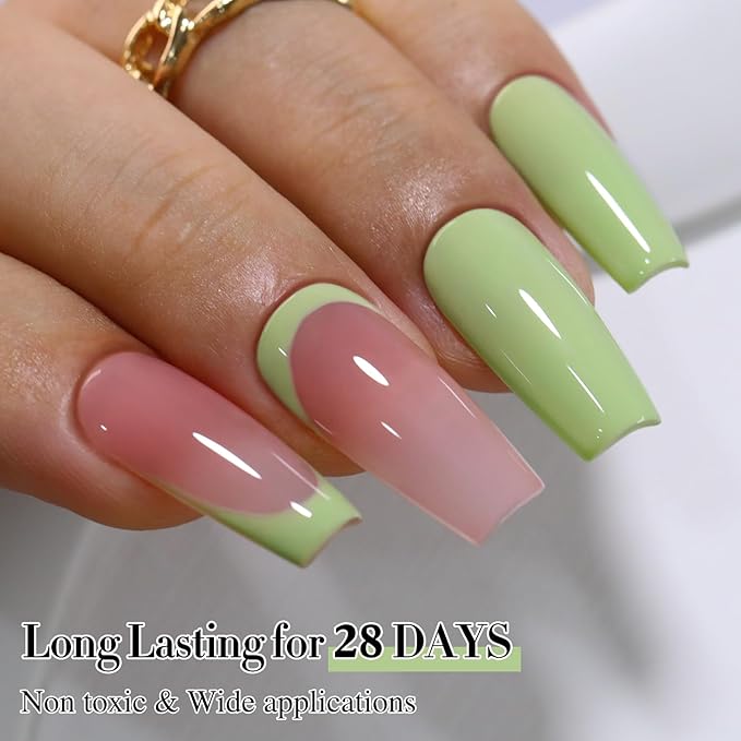 Double Rhythm Gel Polish 15ML Jelly Sheer Pastel Light Milky Color Pearl White Bottle 1 PC 0.5 OZ Full Size Nail Art Salon at Home (Milky Green-D1409)