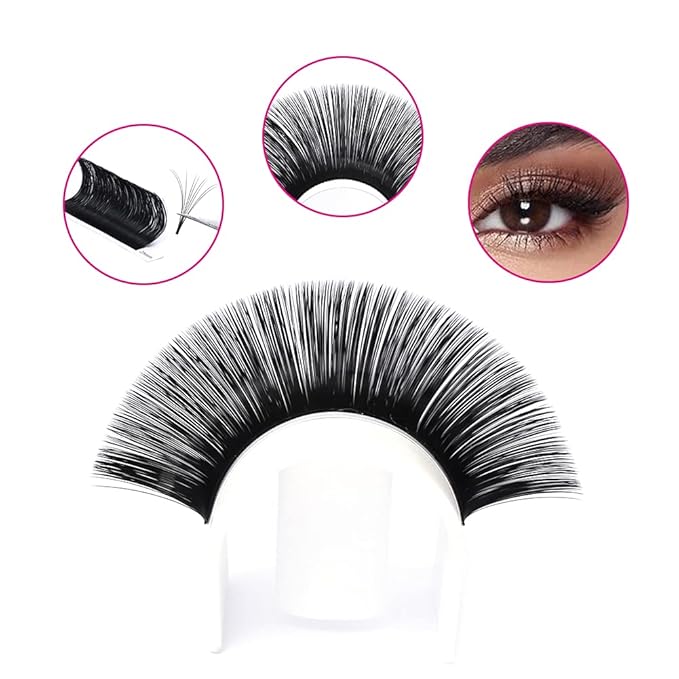 FADLASH Volume Lash Extensions D Curl 15-20mm Self Fanning Lashes 0.03mm Easy Fan Eyelash Extensions Mixed Tray Rapid Blooming Lashes (0.03-D, 15-20mm Mixed Tray)