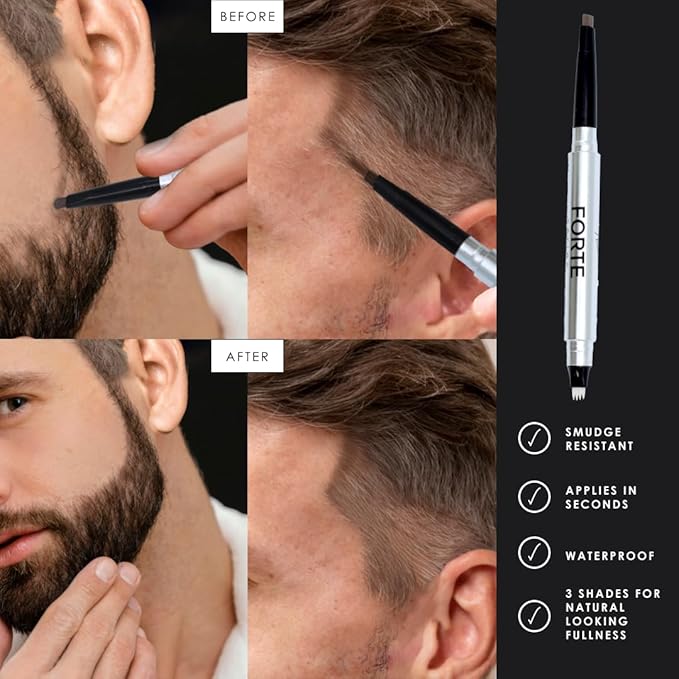 Forte Series Beard and Hairline Shaper, Smudge-Resistant Wax, Precision Brush, Sleek Travel Packaging (Dark Brown)