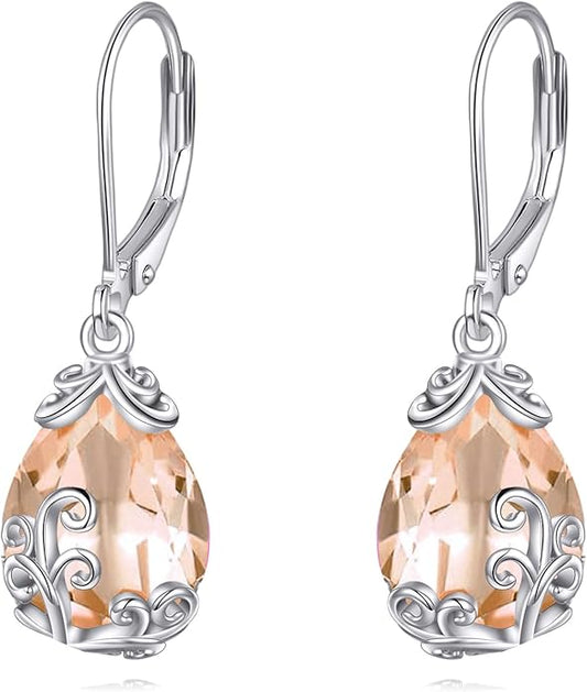 POPLYKE Celtic Filigree Teardrop Drop Dangle Earrings Sterling Silver Leverback Earrings Jewelry for Women