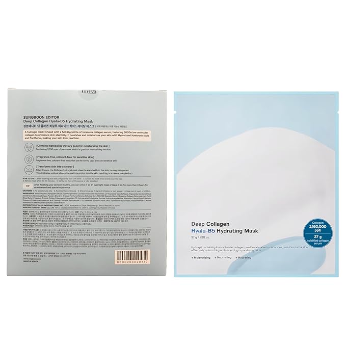SUNGBOON EDITOR Deep Collagen Hyalu-B5 Overnight Mask |Hydrating Mask for Wrinkle Care&Barrier Repair |2,160,000PPB Collagen+Hyaluronic Acid+Panthenol |Korean Skincare,4ea