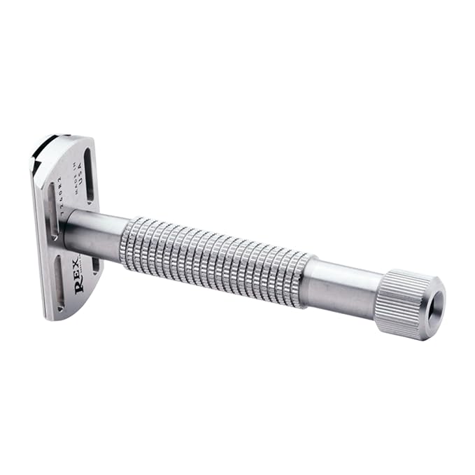 Rex Supply Co. Envoy XL Stainless Steel Double Edge Safety Razor – Long Handle 3-Piece Razor | Made in USA | Premium Fixed Blade Wet Shaving Razor for Men | Smooth, Comfortable & Close Shaves