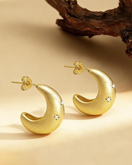 Gold Earrings for Women Trendy, Chunky Gold Huggie Stud Hoop Hypoallergenic Earrings, Jewelry Gifts for Best Friend